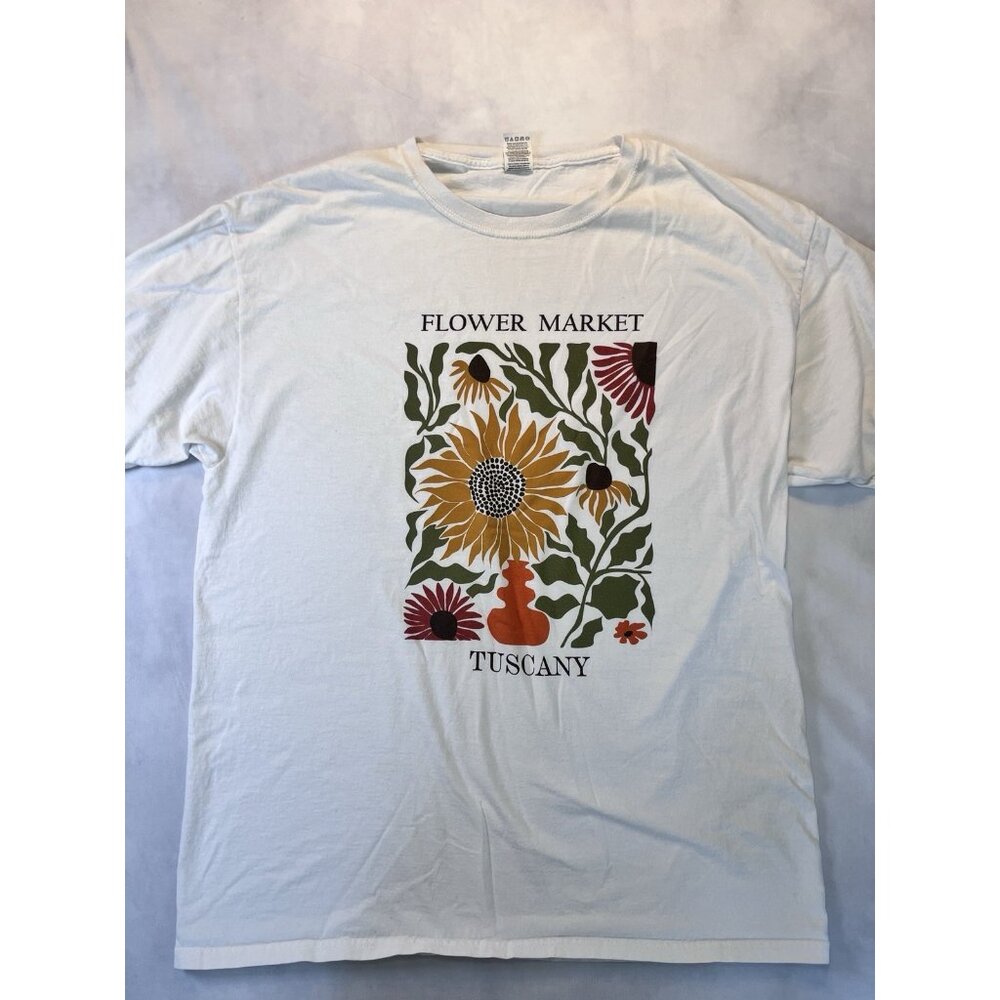 Flower market large fruit of the loom T-shirt white with flower logo - Picture 2 of 4